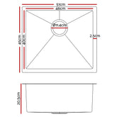 Cefito 51cm x 45cm Stainless Steel Kitchen Sink Under/Top/Flush Mount Black